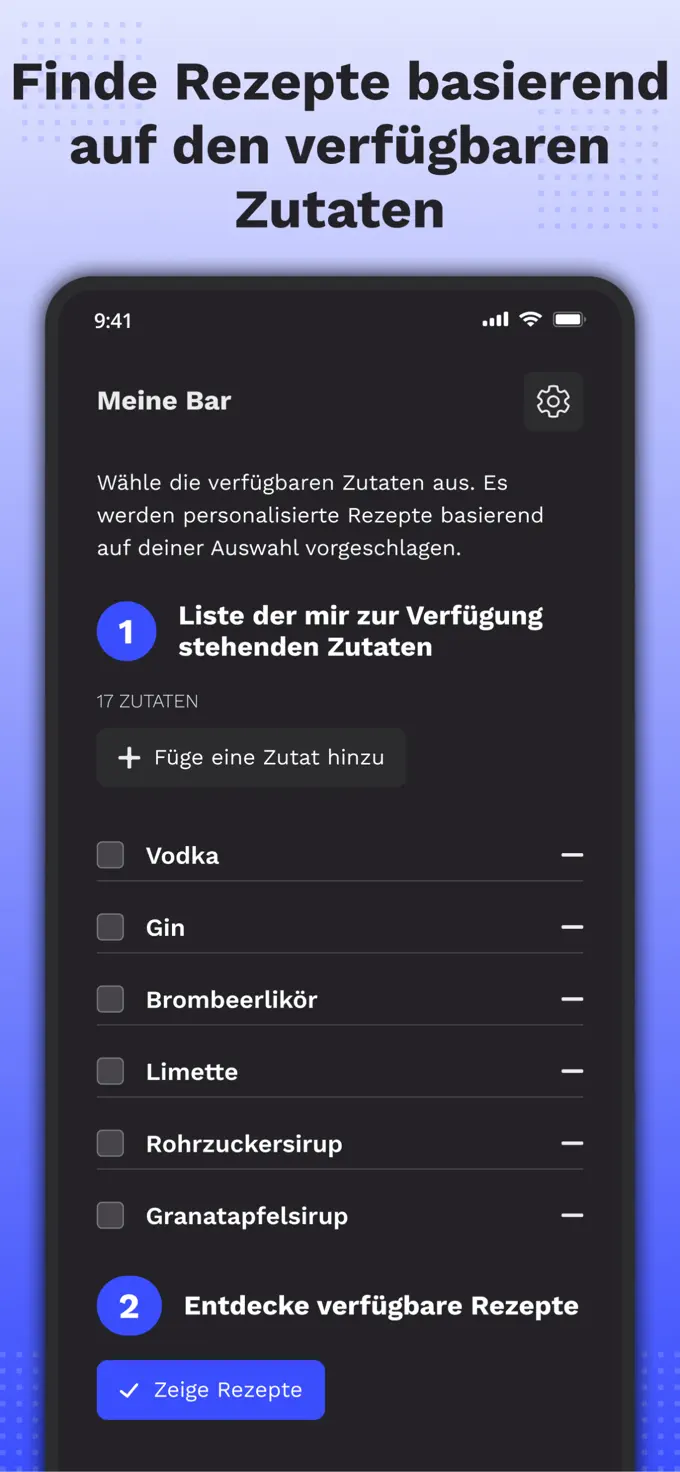 Rezeptlisten-Bildschirm der App
